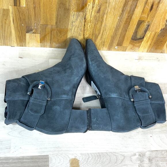 Aquatalia Phiona Gray Suede Almond Toe Heeled Ankle Boots 10.5 - Picture 9 of 11